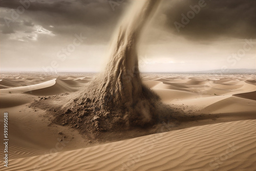 Desert twister sand tornado. AI generated.