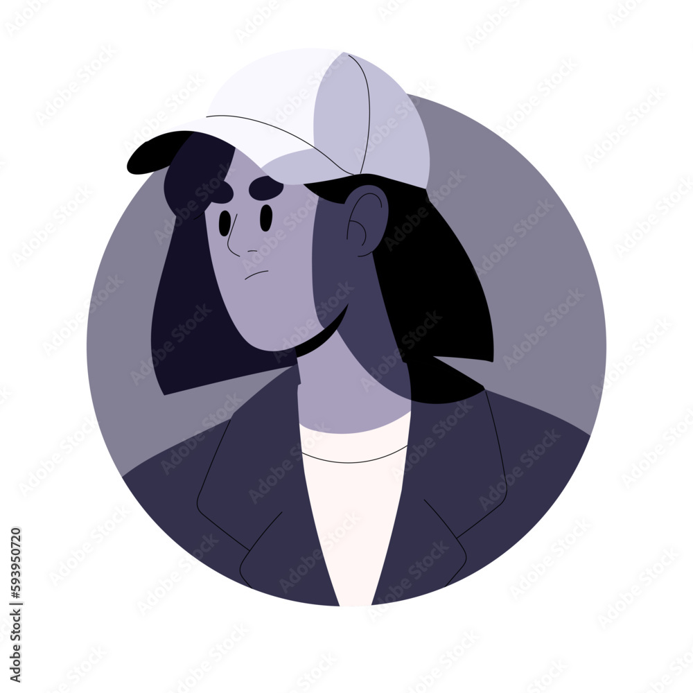Angry aggressive woman avatar. Female character, evil annoyed face ...