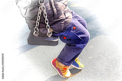 a child on the swing alone
