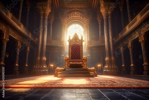 Print op canvas Decorated empty throne hall