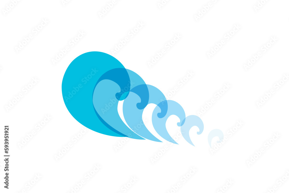 Sea Wave Icon, Water Symbol, Ocean Ripple Isolated, Oceanic Flowing Sign, Bending Lines Vector Illustration