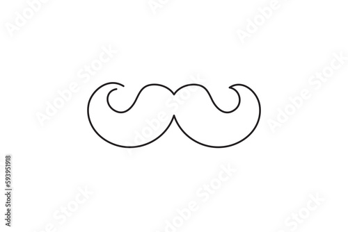 One Line Drawing Mustache, Continuous Line Dad Whiskers, Moustache, Vintage Man Hairstyle