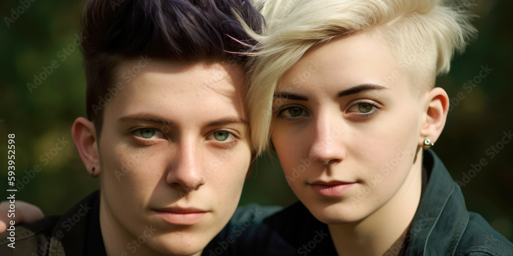 Gender fluid non binary Couple - Generative AI Gender fluid non binary Couple - Generative AI