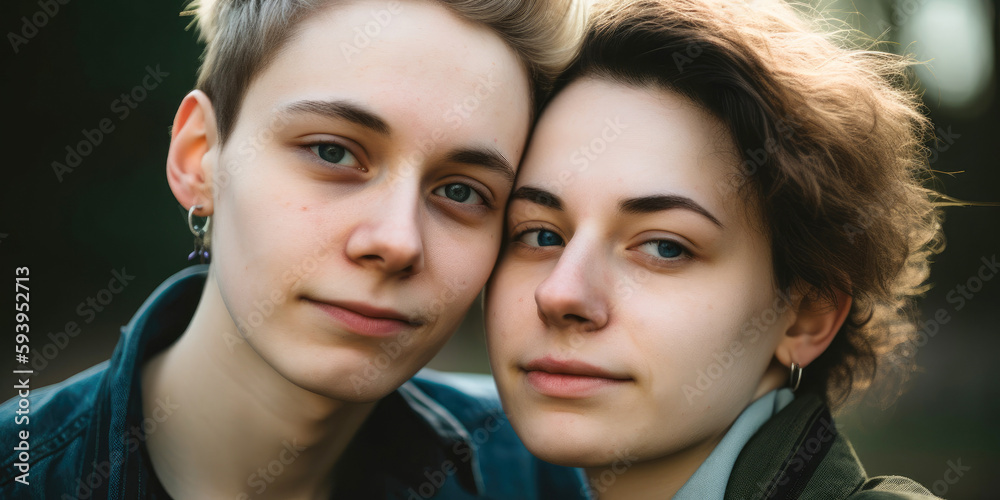 Gender fluid non binary Couple - Generative AI Gender fluid non binary Couple - Generative AI
