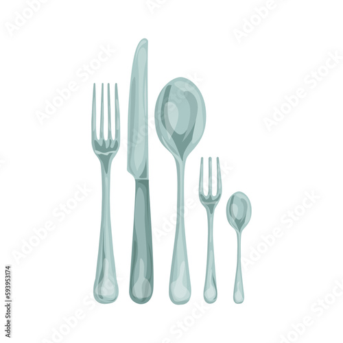 Cutlery illustration in color cartoon style. Editable vector graphic design.