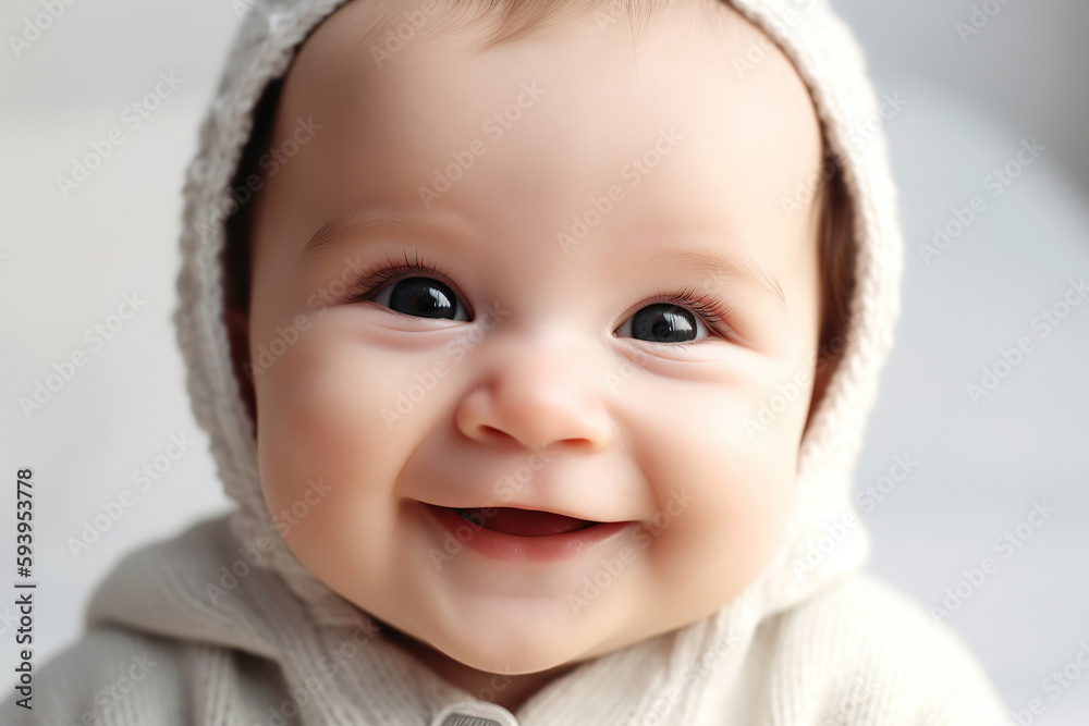 Portrait of happy cute baby, generative ai. Portrait of happy cute baby, generative ai.