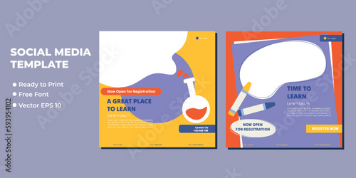 School admission square banner. Suitable for educational banner and social media post template