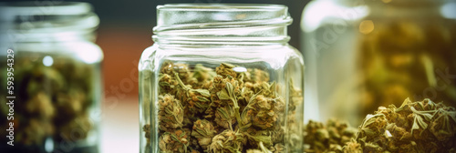 Obraz na plátně Dried cannabis buds of medical cannabis - Generative AI