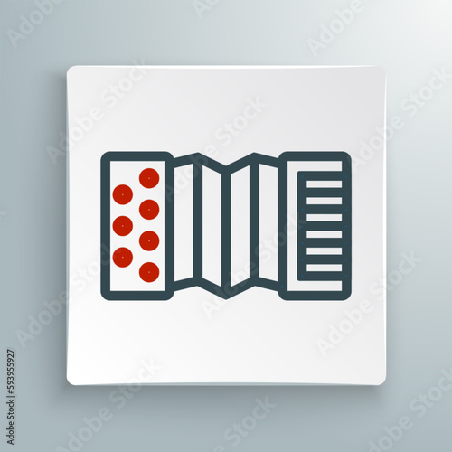 Line Musical instrument accordion icon isolated on white background. Classical bayan, harmonic. Colorful outline concept. Vector
