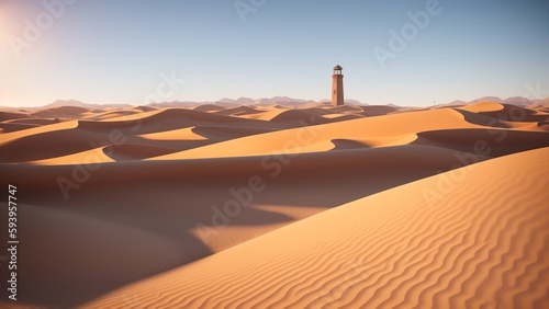 A Creative Rendering Of A Lighthouse In The Middle Of A Desert AI Generative