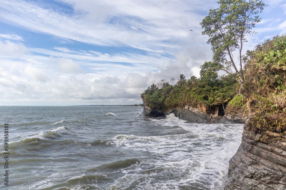 Beaches and cliffs in Buenaventura, Valle del Cauca, Colombia. Colombian Pacific Ocean.