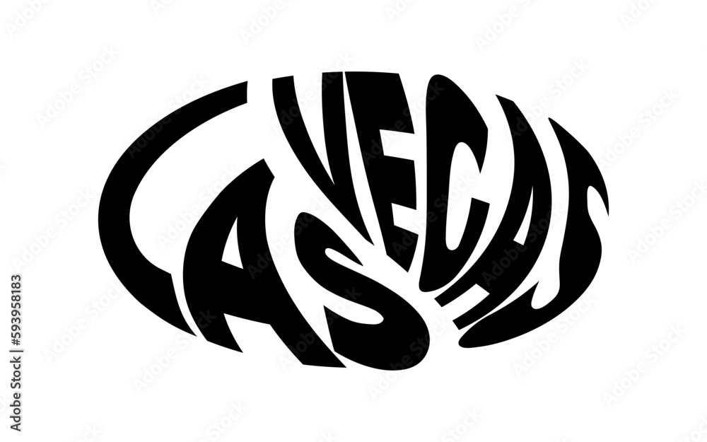 Las Vegas, USA. Lettering inside oval shape isolated on white background. Hand Drawn Calligraphy Poster. Vector Illustration Las Vegas, USA. Lettering inside oval shape isolated on white background. Hand Drawn Calligraphy Poster. Vector Illustration