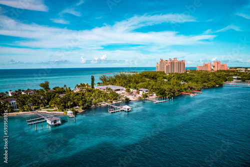 This moment was captured during Summer 2022 in Nassau, Bahamas. As a cruise ship was entering the port, crystal clear, turquoise waters showed up. photo