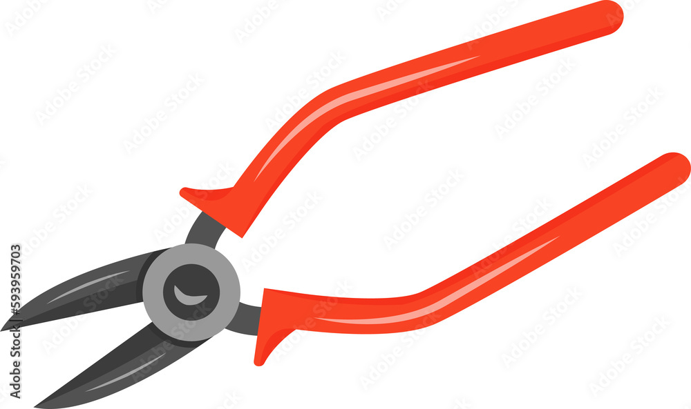 Cutting pliers semi flat color raster object. Full sized item on white. Burglar instrument. Nippers. Wire-cutter simple cartoon style illustration for web graphic design and animation Cutting pliers semi flat color raster object. Full sized item on white. Burglar instrument. Nippers. Wire-cutter simple cartoon style illustration for web graphic design and animation