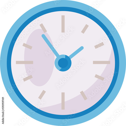 Clock semi flat color raster object. Full sized item on white. Device for measuring time. MInutes and hours. Mechanism simple cartoon style illustration for web graphic design and animation
