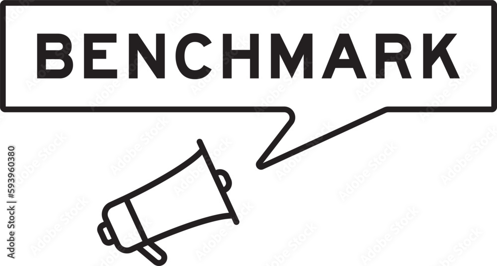 Megaphone icon with speech bubble in word benchmark on white background Megaphone icon with speech bubble in word benchmark on white background