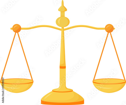 Balance semi flat color raster object. Full sized item on white. Compare and select. Symbol of law and legislation simple cartoon style illustration for web graphic design and animation