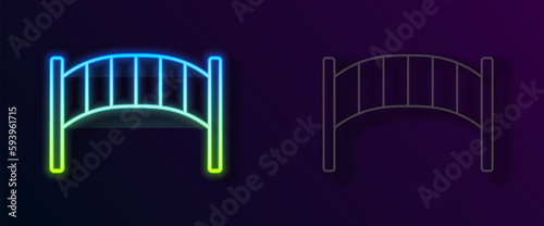 Glowing neon line Playground kids bridge icon isolated on black background. Vector