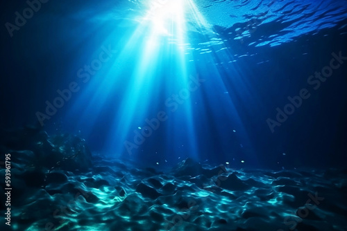 Underwater Blue Sea Sunlight Background