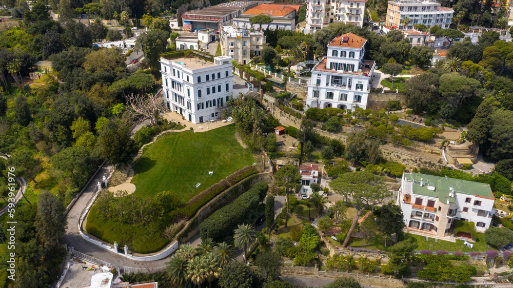 Fototapeta premium Aerial view of a white residential building.
