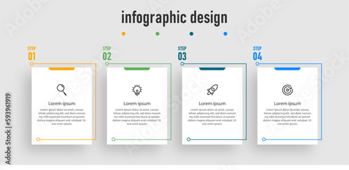 Infographics design element template. timeline with 4 steps, options. can be used for workflow diagram, info chart, web design