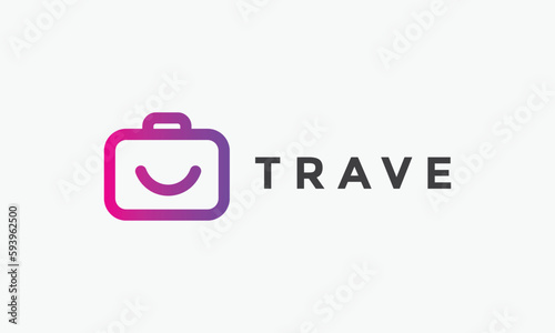 Logo travel bag tour tourism vocation holiday company flight plane concept vector minimalist design
