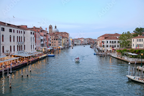 Venice, Italy: Canal Grande in Venice, Italy, at the height of the "Ponte degli Scalzi", a stone bridge over the canal that leads to the main train station. 