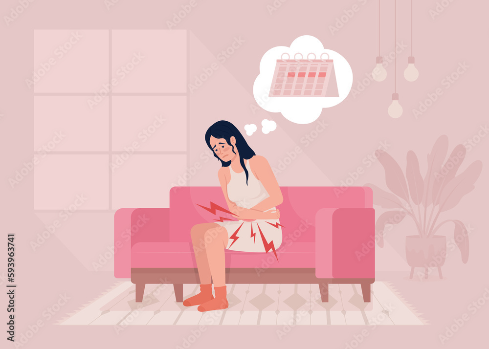 Lower Abdominal Pain During Menstrual Cycle Flat Color Raster lower-abdominal-pain-during-menstrual-cycle-flat-color-raster
