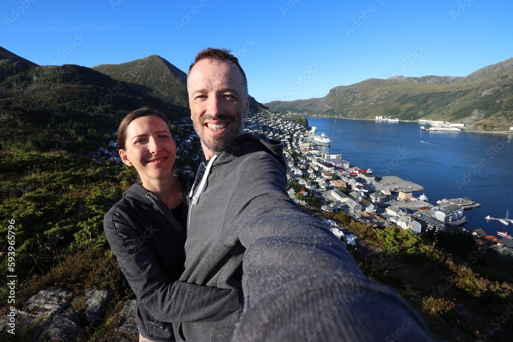 Traveling in Norway - couple selfie