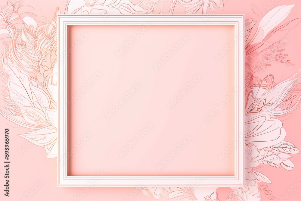 Pale pink decorative frames, frames, photos, paintings, etc., ideal for use with messages, and features a cute decoration with a flower pattern on the rim. Generative AI Pale pink decorative frames, frames, photos, paintings, etc., ideal for use with messages, and features a cute decoration with a flower pattern on the rim. Generative AI