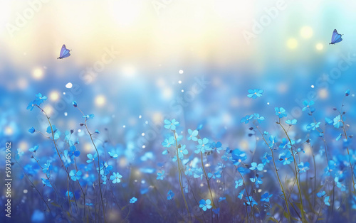 field of blue flowers with sunshine © Milan