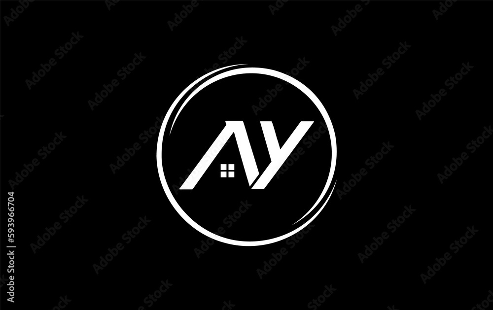 Real estate logo design circle icon and real estate symbol and flat house window circle monogram Real estate logo design circle icon and real estate symbol and flat house window circle monogram