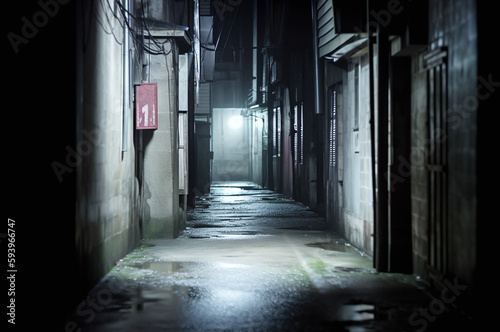 Mysterious alleyway in the city at night