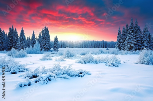 Winter wonderland snowy landscape