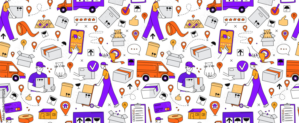 Online service for moving. Moving to a new house. Packing in boxes and delivery by car, van, truck. Online service for moving. Moving to a new house. Packing in boxes and delivery by car, van, truck.
