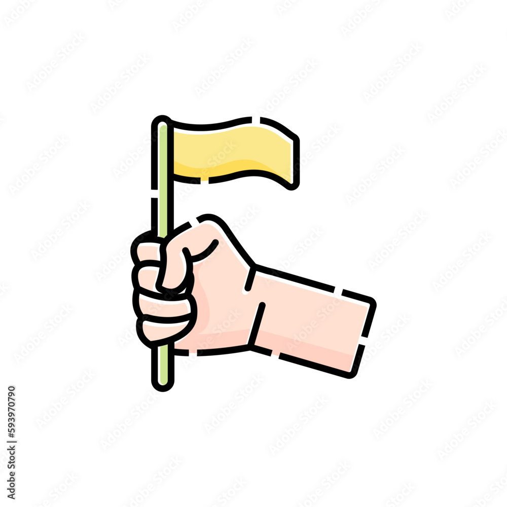 Fototapeta premium hand icon holding small flag, holiday celebration icon symbol illustration.