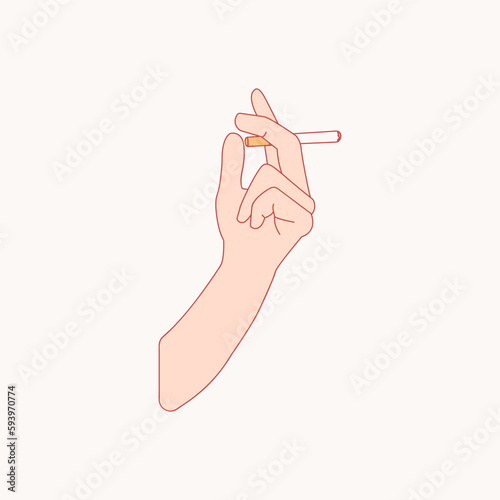 symbol of hand holding a cigarette  icon to take care of health