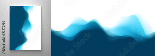 Blue abstract ocean seascape. Sea surface. Realistic landscape with waves. Nature background. Cover design template. 3d vector illustration for banner, flyer, poster or brochure. © Login