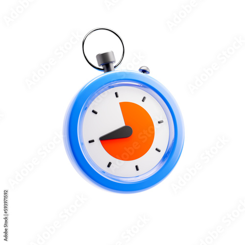 Stylized stopwatch icon on a transparent background. 3D render