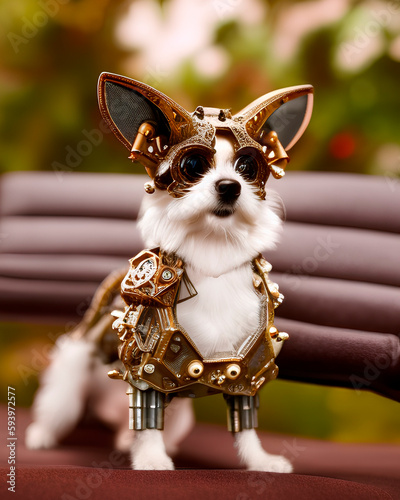 metall futuristic utopian cute dog photo