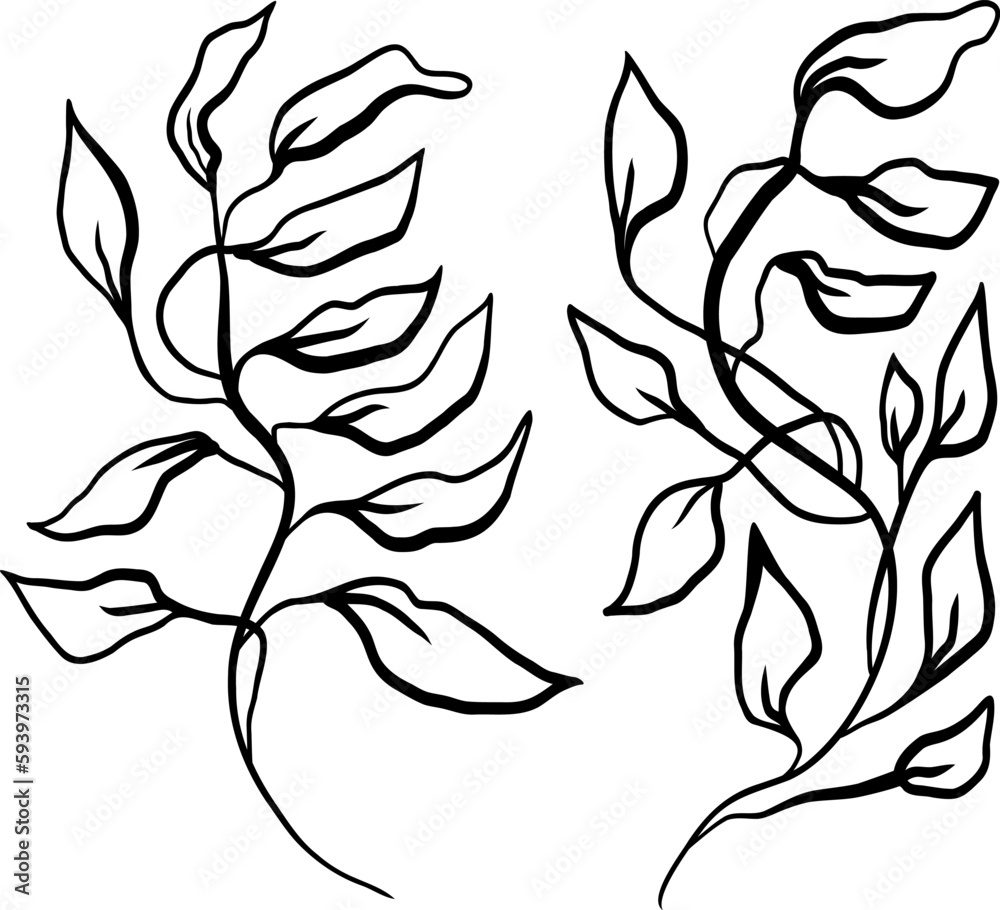 Fototapeta premium Set of Contemporary Leaves Brunch Vector Pattern