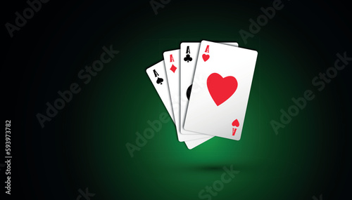 carte da poker sul tappeto verde, concetto gioco d'azzardo,