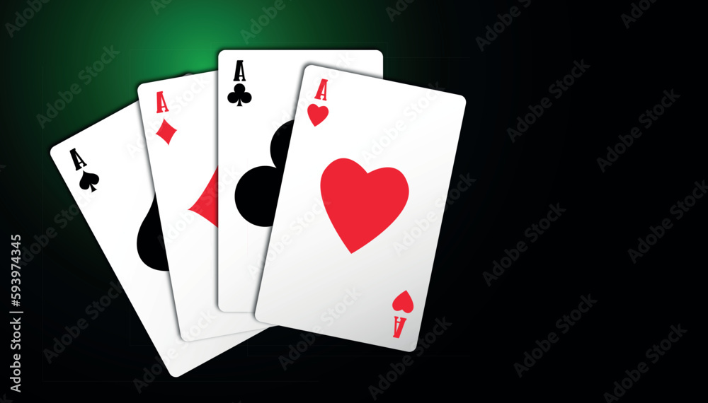 carte da poker sul tappeto verde, concetto gioco d'azzardo,