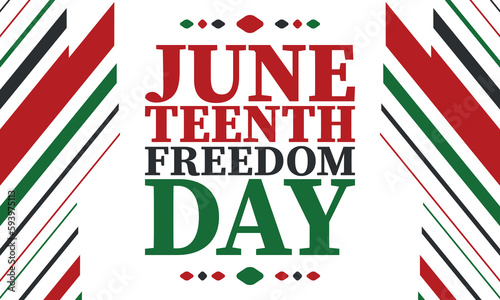 Juneteenth. Freedom and Emancipation day in June. Independence Day. Annual African-American holiday  celebrated in June 19. American history and heritage. Vector poster  illustration and banner