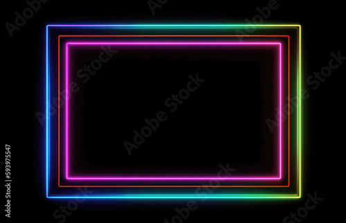 Neon frame on black background  Created using generative AI tools