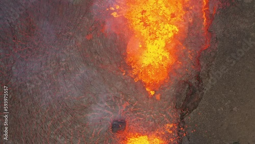 Wallpaper Mural Lava flows from Mount Fagradalsfjall, aerial evening view, iceland Torontodigital.ca