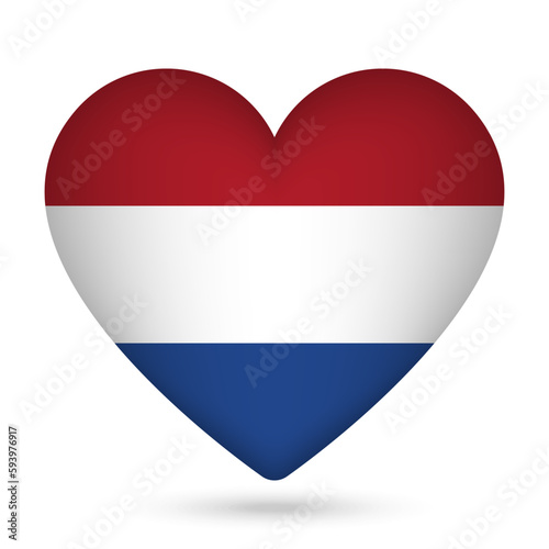Netherlands flag in heart shape. Vector illustration.