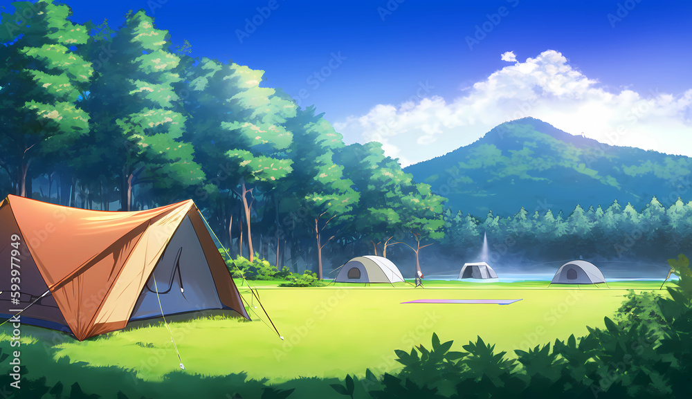 自然と共に過ごす快適な休日：キャンプ場の昼景色