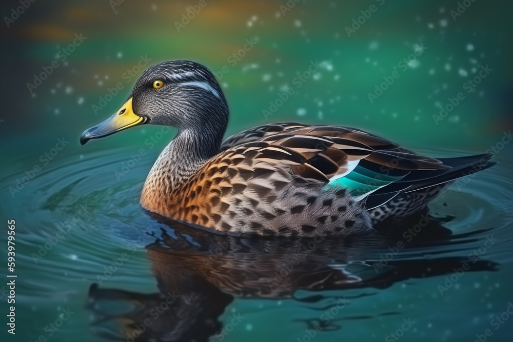 Fototapeta premium duck on the water, ai generative