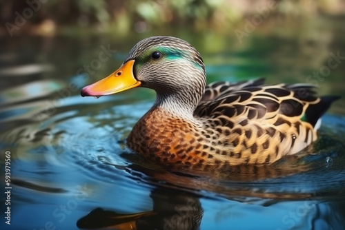 Duck in water, ai generative © Pixzot